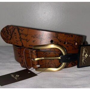 Patricia Nash Signature Map Vietri Leather Belt Riot Rust Brown Size Small New